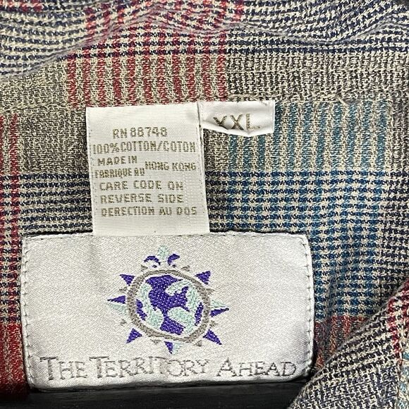 VTG The Territory Ahead Shirt Mens XXL 2XL Orange Plaid Button Down Long Sleeve - Picture 2 of 11